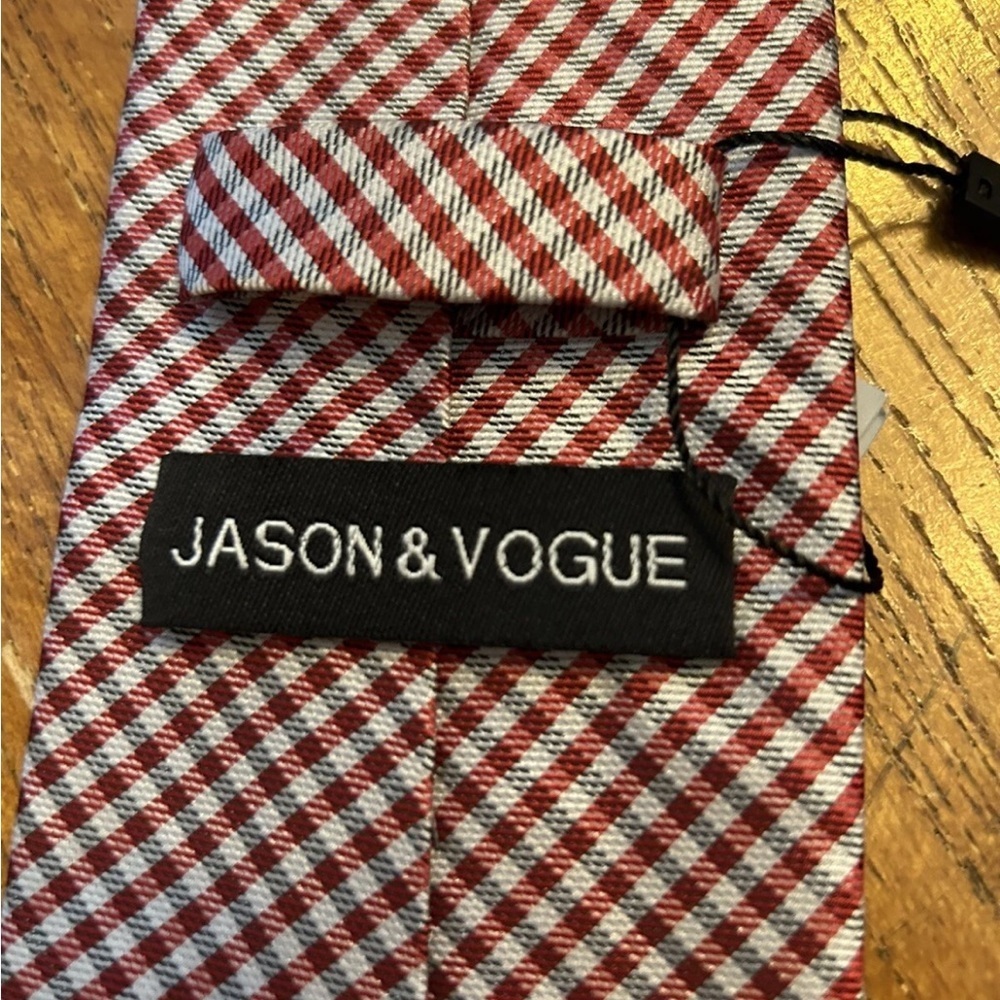Jason & Vogue 100% Silk Burgundy & Black Checkered Tie NWT!! - Picture 5 of 8